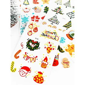 Weihnachtliche Cartoon temporäre Tattoo Aufkleber für Kinder Party Gesicht Make-up und Spaß.