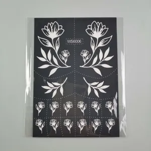 Pegatina de plantilla de tatuaje de henna negro y blanco floral hueco para fiesta