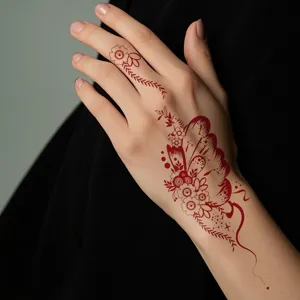 Wasserdichter temporärer Tattoo-Aufkleber für Hand, rotbraunes Schmetterling Henna Design.