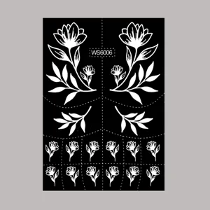 Pegatina tatuaje henna plantilla negro blanco floral vid modelo arte corporal diseño