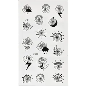Waterdichte mini zwarte roos tatoeage sticker vel voor vinger lichaamskunst minimalistisch