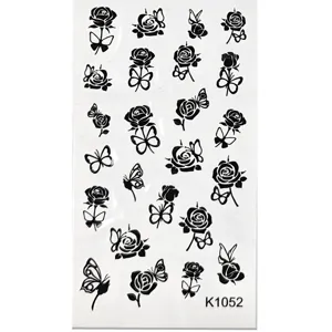 Minimalistische zwarte roos vlinder tijdelijke tatoeage sticker vel waterdichte mini art