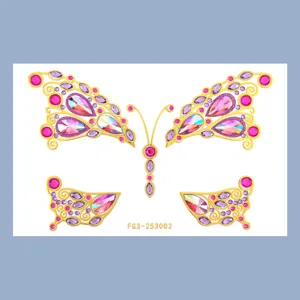 Crystal face sticker rhinestone butterfly temporary tattoo festival makeup body jewelry art