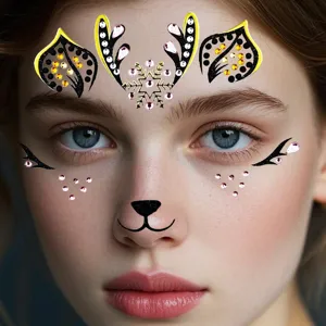 Christmas Deer Face Gems Rhinestone Stickers Festival Party Stage Makeup Face Jewels Crystal Eyebrow Body Art Stickers