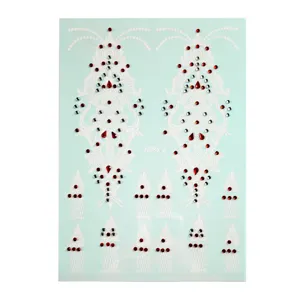 White henna body sticker rhinestone decal for party wedding stage makeup detailing.