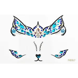 Christmas deer face rhinestone stickers, blue crystal festival party makeup gems.