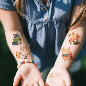 Cute cartoon gecko waterproof temporary tattoo stickers for kids DIY decoration party fun.