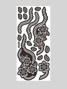 Hoja de pegatina de tatuaje de henna con plantillas de flores y enredaderas T9-25001