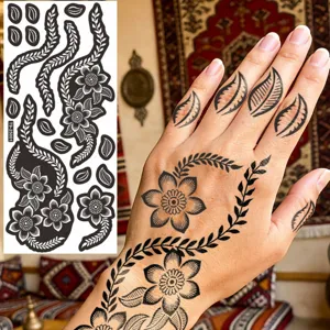 Adhesivo de Plantilla de Tatuaje de Henna Hueco Ambiental Molde de Aerógrafo
