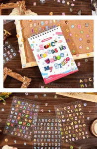 Süßes DIY Stickerset und farbige PET Alphabet Buchstaben für Journaling und Tagebuchgestaltung.