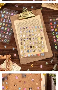 PET Buchstaben Sticker Buch, süße koreanische DIY Tagebuch Deko Aufkleber für Scrapbooking.
