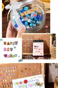 Süßes koreanisches DIY Tagebuch Deko Aufkleber Buch mit Buchstaben und Zahlen.