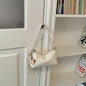 Λευκή μινιμαλιστική τσάντα ώμου για γυναίκες, κομψή τσάντα χιαστί από συνθετικό δέρμα.