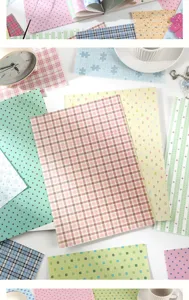 Koreanisches A4 Scrapbook Papier mit Karos und Punkten für DIY Basteln und Handarbeit.