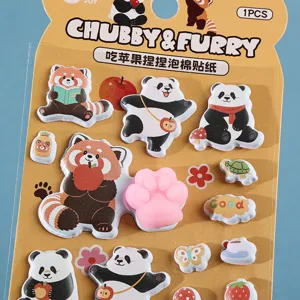 Niedliche Panda Schaumstoffaufkleber fuer DIY Tagebuch, weiche Cartoon Deko Aufkleber Set.