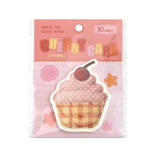 Süßes Cupcake Haftnotizen Set mit 30 Blatt, Kirschkuchen Design, schöne Schreibwaren.