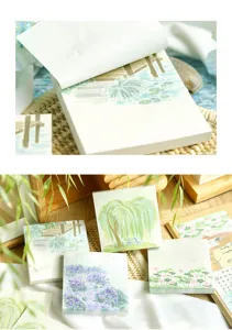 Botanische Notizpapier Detailansicht, Aquarell Pflanzen Notizblöcke, schickes Briefpapier.