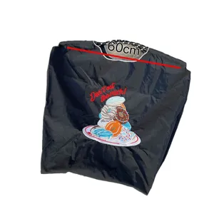 Grand sac cabas noir brodé fourre-tout décontracté avec motif donut mignon pour usage quotidien