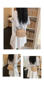 Casual lightweight nylon shell crossbody bag for women, versatile daily shoulder purse khaki.