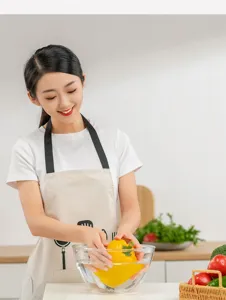 Delantal de cocina japonés para mujer, impermeable y resistente al aceite con diseño para limpiar manos.