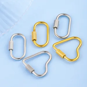 Chiusura a vite in acciaio inox per gioielli DIY, fibbia geometrica per bracciale e collana.