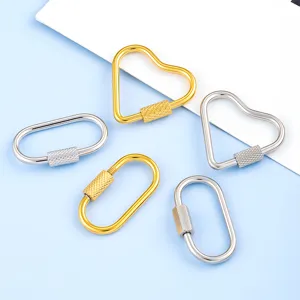 Chiusure a vite geometriche in acciaio inox per gioielli fai da te, cuori e ovali.