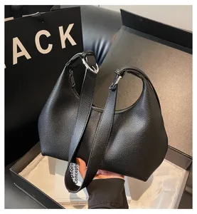 Borsa a tracolla hobo in pelle nera da donna, borsa alla moda grande per il lavoro.