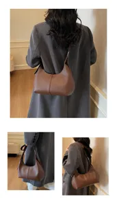 Donna elegante borsa a spalla tinta unita in pelle sotto le braccia moda casual borsa hobo