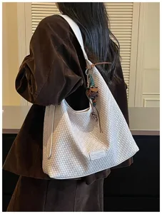 Chique geweven schoudertas casual retro tote PU lederen dagelijkse handtas voor vrouwen tas