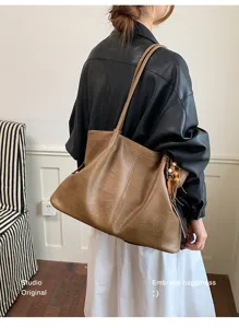 Damen stilvolle große Kapazität lässige Tote Bag Retro Pendler Schultertasche Tasche