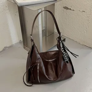 Vintage Große Kapazität PU Leder Tragetasche Für Damen Mode Texturierte Pendler Schulter Umhängetasche Casual Vielseitige Handtasche