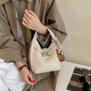 Modische PU Leder Eimer Tasche für Damen, vintage Pendler Schulter Umhängetasche.