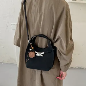 Schwarze Damen Eimer Tasche retro schick Umhängetasche Schultertasche lässige Handtasche Alltag