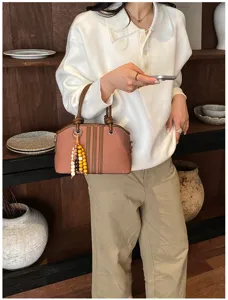 Stylish women handbag canvas tote casual shoulder bag daily commuter retro top handle bag
