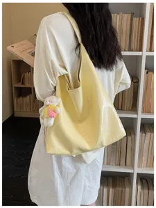 Korean style large capacity soft leather tote bag stylish casual shoulder underarm bag for women