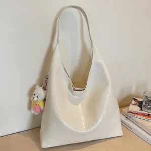 Korean style large capacity soft leather tote bag casual minimalist shoulder underarm bag for women