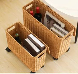 Schmaler Rollaufbewahrungskorb mit Deckel, Rattan-Optik Spalt-Organizer für Zuhause.