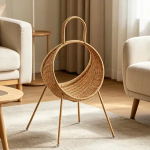 Creative Imitation Rattan Storage Basket Living Room Magazine Newspaper Holder Pastoral Style Woven Sundries Organizer