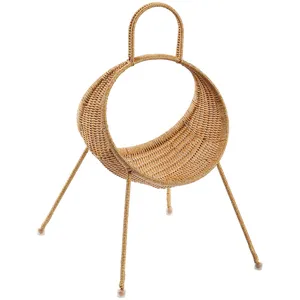 Creative imitation rattan magazine basket floor storage rack for living room sofa side decor