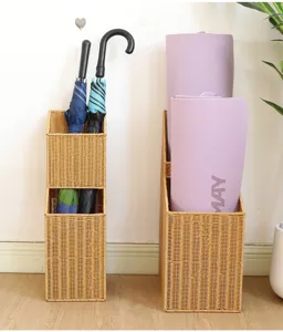 Estante de almacenamiento trenzado para sombrillas y esterillas de yoga, organizador vertical alto.