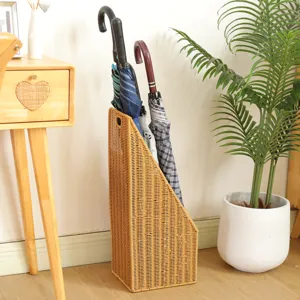 Woven rattan umbrella stand crevice storage rack home organization holder for entryway
