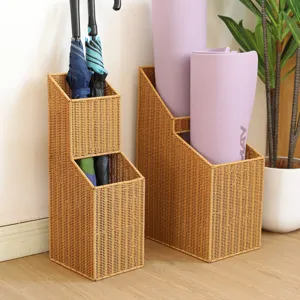 Estante de Almacenamiento de Cubo de Paraguas de Ratán de Plástico Minimalista Soporte Escalonado Pasillo de Oficina