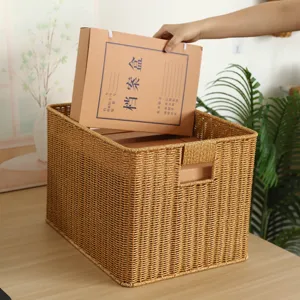 Woven storage basket for office documents, files and archive boxes with durable design.