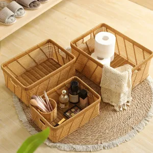 Rechteckiger geflochtener Aufbewahrungskorb in Rattan-Optik atmungsaktiver Organizer