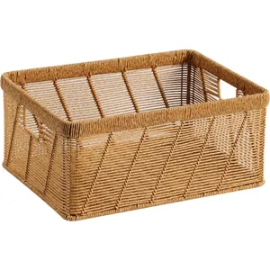 Geflochtener Aufbewahrungskorb rechteckig Rattan Organizer Kiste Büro Haushaltsartikel