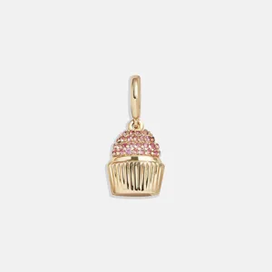 Vergoldeter Edelstahl Cupcake Anhaenger fuer DIY Schmuckherstellung Taschen Dekoration.