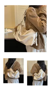 Women's casual oil-wax leather shoulder bag, large capacity commuting cross-body bag for autumn.