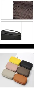 Genuine leather cosmetic bag travel portable toiletry storage bag with multiple colors.