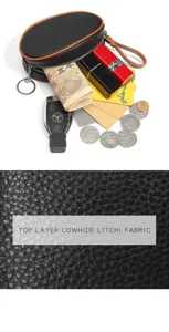 Genuine leather coin purse mini key pouch top layer cowhide black zipper wallet for women