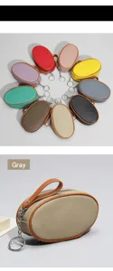 Genuine leather coin purse mini wallet with keychain zipper closure multi-color stylish bag